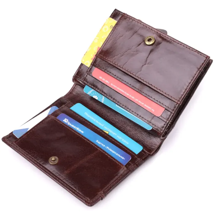 Вертикальний чоловічий гаманець із натуральної шкіри Vintage 15096 Коричневий