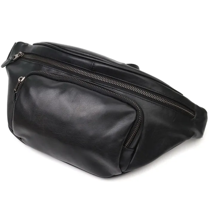 Унікальна чоловіча сумка через плече із натуральної шкіри SHVIGEL 15012 Чорна