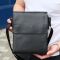 Сумка месенджер 21.5x25x7 шкіряна барсетка для чоловіків Tiding Bag 35775 чорна