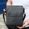 Сумка месенджер 21.5x25x7 шкіряна барсетка для чоловіків Tiding Bag 35775 чорна