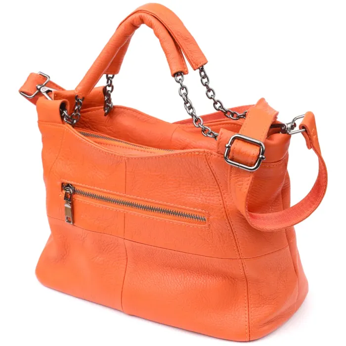Яскрава сумка для жінок з натуральної шкіри Vintage 22990 Помаранчевий