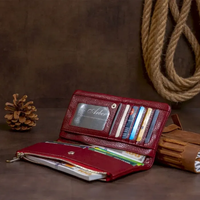 Вертикальный кошелек на кнопке женский ST Leather 19204 Бордовый