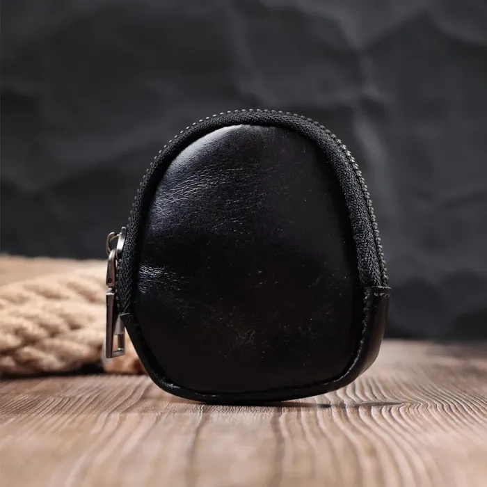Гаманець для монет компактного розміру з натуральної шкіри Vintage 15081 Чорний