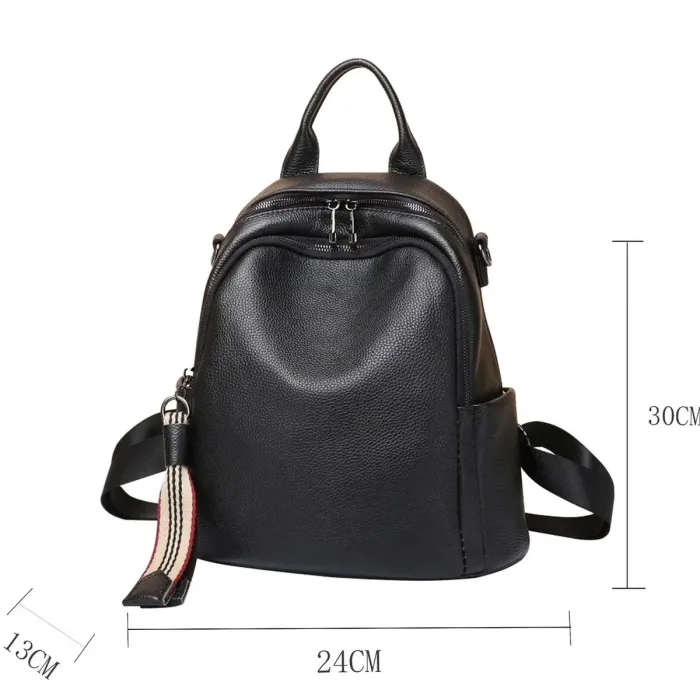 Шкіряний жіночий рюкзак міський 30х24х13, матова сумка на плечі, чорна