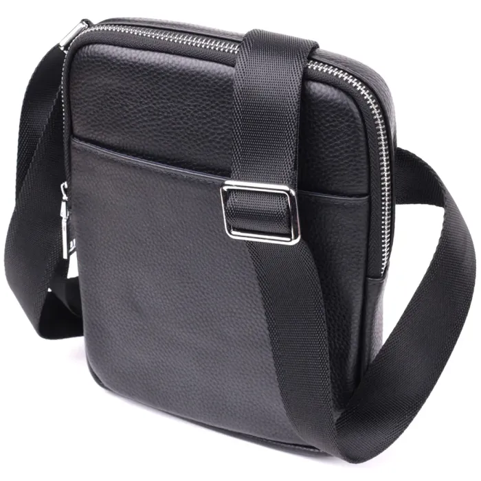 Цікава плечова сумка для чоловіків з натуральної шкіри Vintage 15100 Чорний