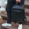 Чоловічий рюкзак шкіряний міський для ноутбука 28х40х14, сумка на спину для студента Tiding Bag , чорна