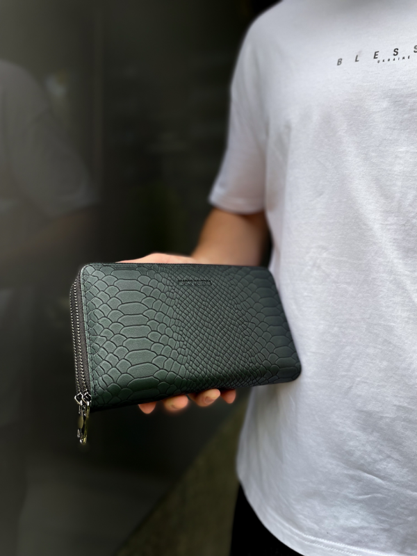 Клатч на дві блискавки з фактурною натуральною шкірою MC-086-5902С