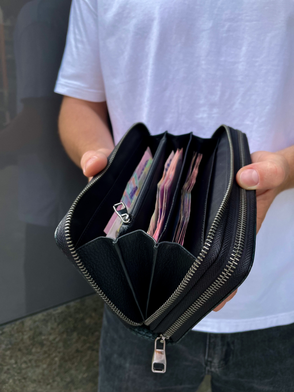 Клатч на дві блискавки з фактурною натуральною шкірою MC-086-5902С