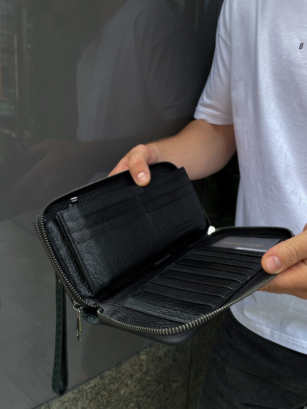 Клатч на дві блискавки з фактурною натуральною шкірою MC-086-5902С