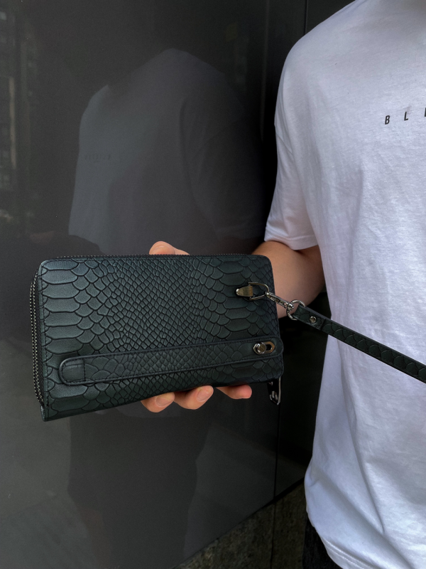 Клатч на дві блискавки з фактурною натуральною шкірою MC-086-5902С