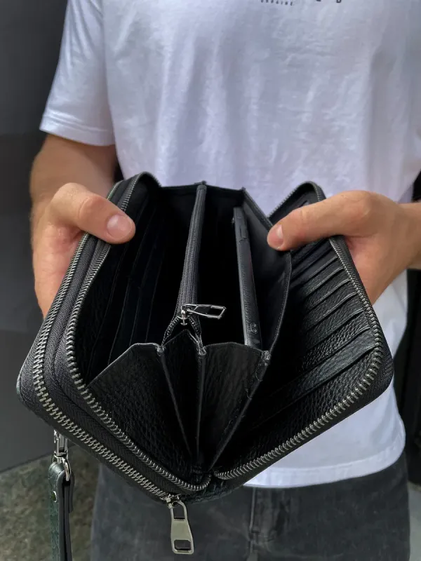 Клатч на дві блискавки з фактурною натуральною шкірою MC-086-5902С