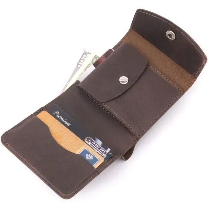 Винтажное кожаное портмоне Shvigel 16613 Коричневый