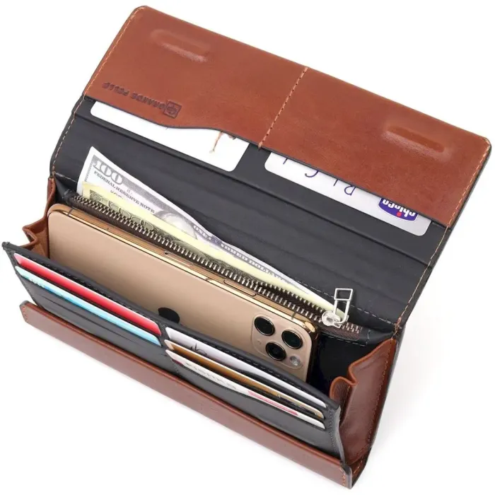 Барсетка из гладкой кожи Grande Pelle 11421 Коричневый