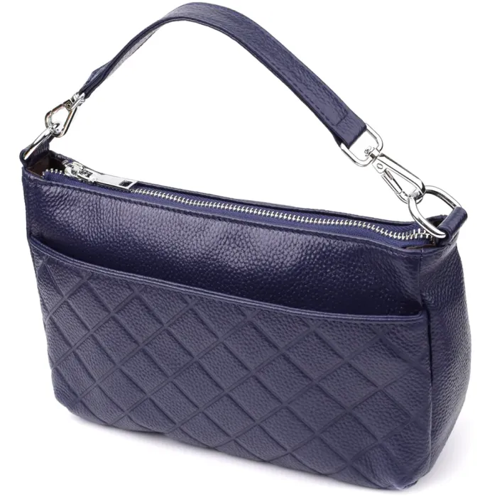 Елегантна сумка жіноча з натуральної шкіри з двома ремінцями Vintage 22928 Синій
