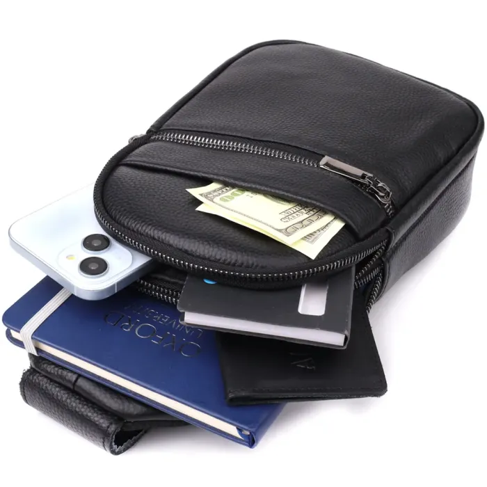 Чоловіча сумка через плече з натуральної шкіри Vintage 23018 Чорний