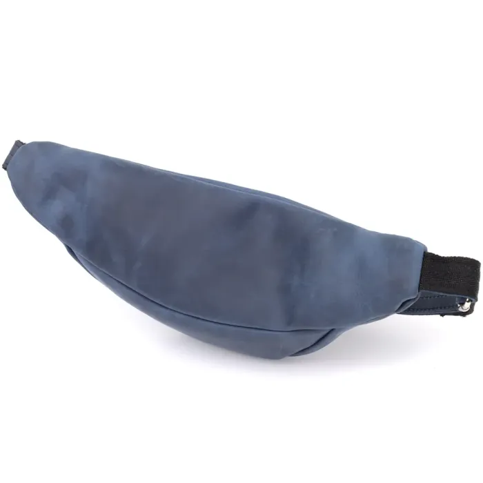 Чоловіча бананка відмінної якості з натуральної шкіри вінтажної Shvigel 23141 Синій