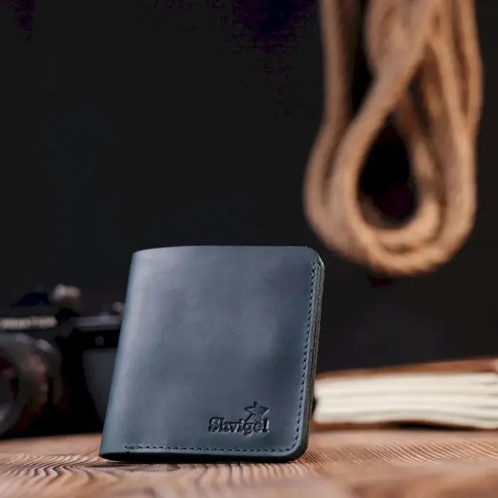 Небольшое винтажное кожаное портмоне Shvigel 16603 Зеленый