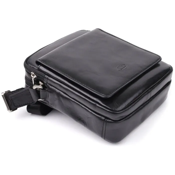 Відмінна чоловіча сумка з кишенями з гладкої натуральної шкіри Tony Perotti 20857_1 (9148-17 nero) Чорний