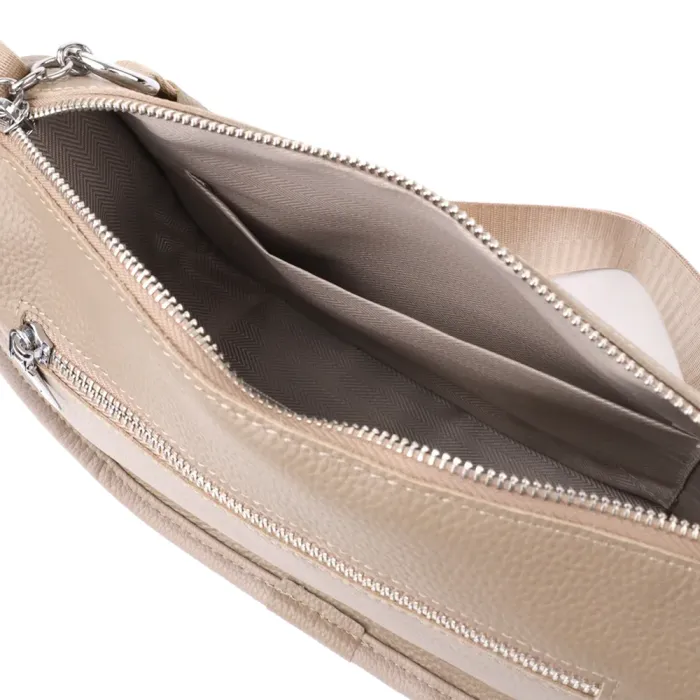 Практична напівкругла сумка для жінок з натуральної шкіри Vintage 22907 Бежевий