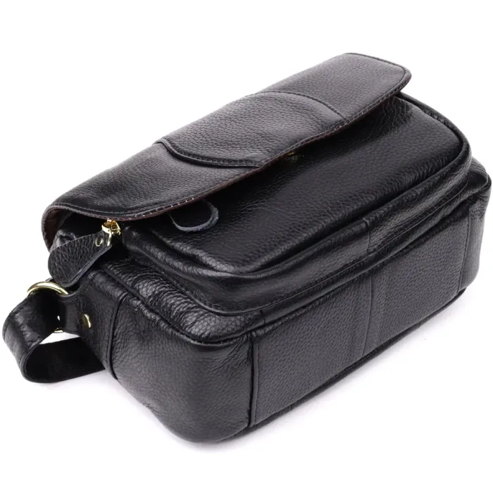 Сумка з натуральної шкіри для стильних жінок Vintage 22972 Чорний