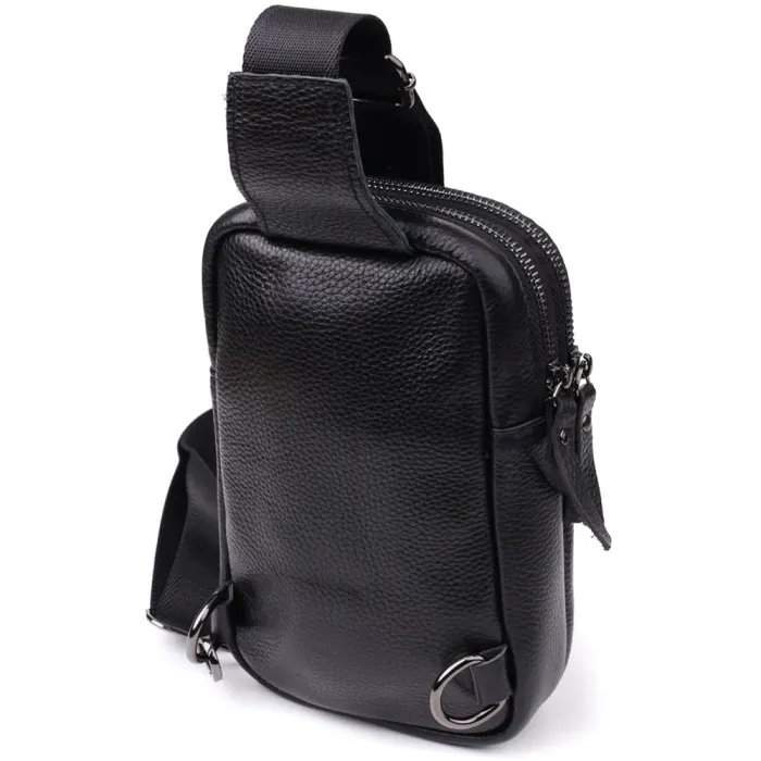Сумка-слінг для чоловіків з натуральної шкіри Vintage 22955 Чорний