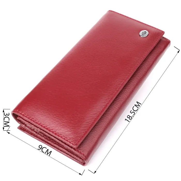 Елегантний гаманець для жінок з монетницею із натуральної шкіри ST Leather 23107 Бордовий