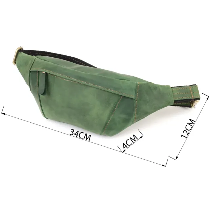 Модна сумка-бананка для чоловіків з натуральної vintage шкіри Shvigel 23124 Зелений