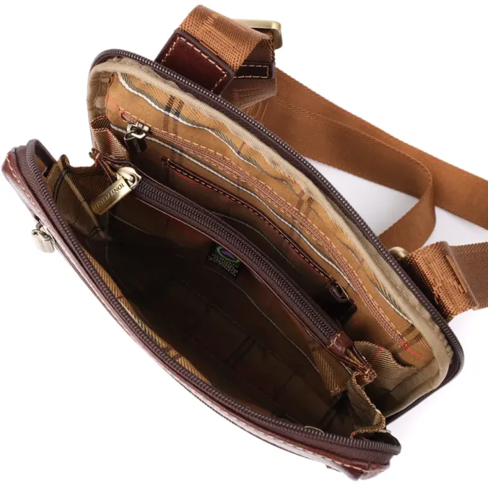 Стильна чоловіча сумка через плече з гладкої натуральної шкіри Tony Perotti 20854_1 (9137-20 moro) Коричневий