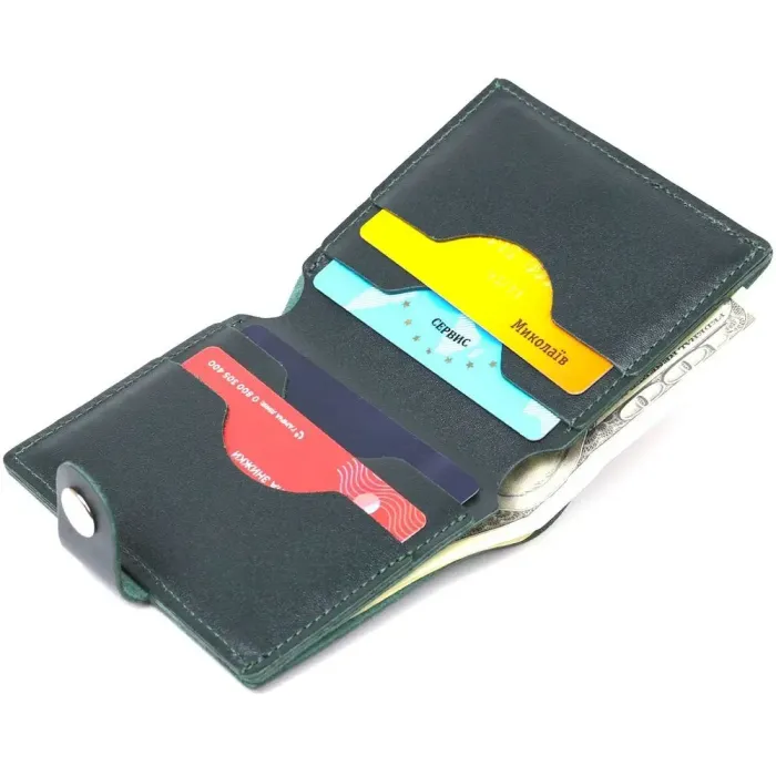 Невеликий шкіряний портмоне Shvigel 16511 Зелений