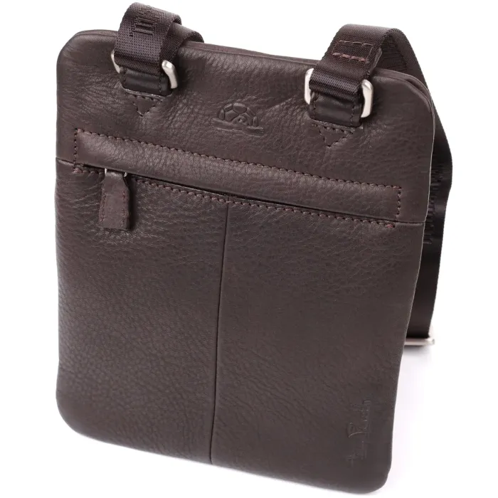 Стильна невелика сумка з матової зернистої натуральної шкіри Tony Perotti 20876_1 ( 9019 moro) Коричневий