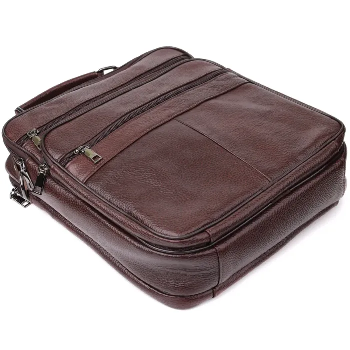 Сумка чоловіча з ручкою для перенесення в руці з натуральної шкіри Vintage 23030 Коричневий