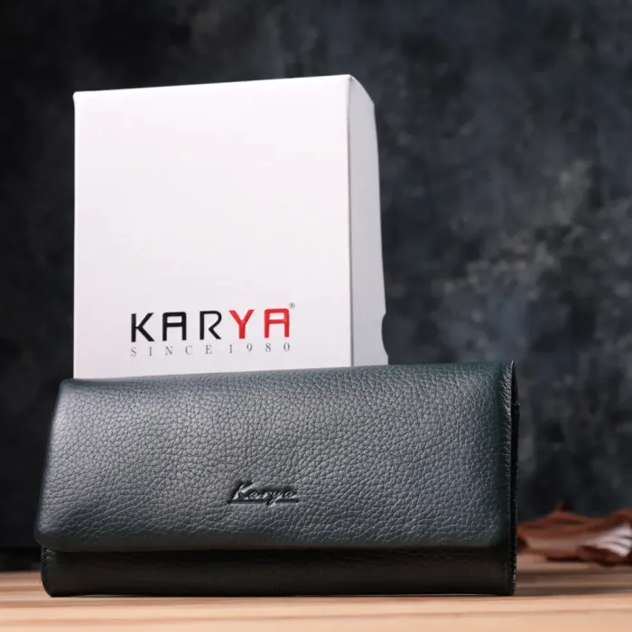 Горизонтальний жіночий гаманець з натуральної шкіри KARYA 22852 Зелений