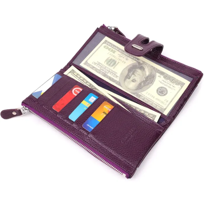 Яскравий жіночий гаманець з натуральної шкіри CANPELLINI 20873_1 Фіолетовий