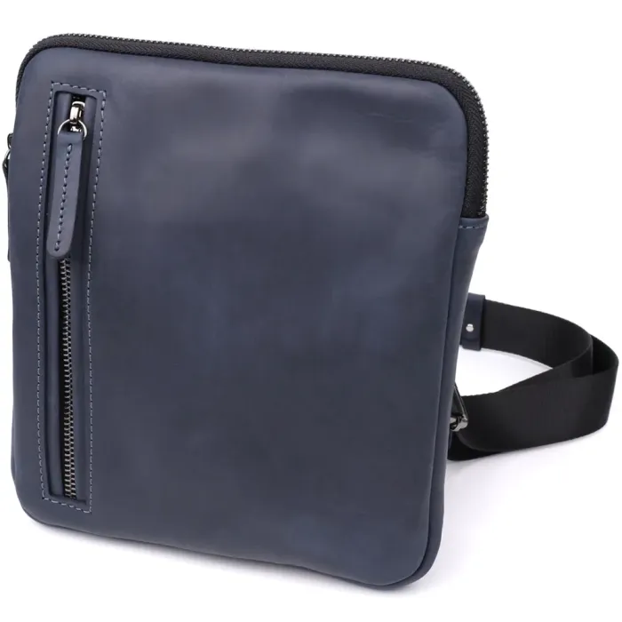 Сумка невеликого розміру для чоловіків на плече з натуральної шкіри Shvigel 23148 ​​Синій