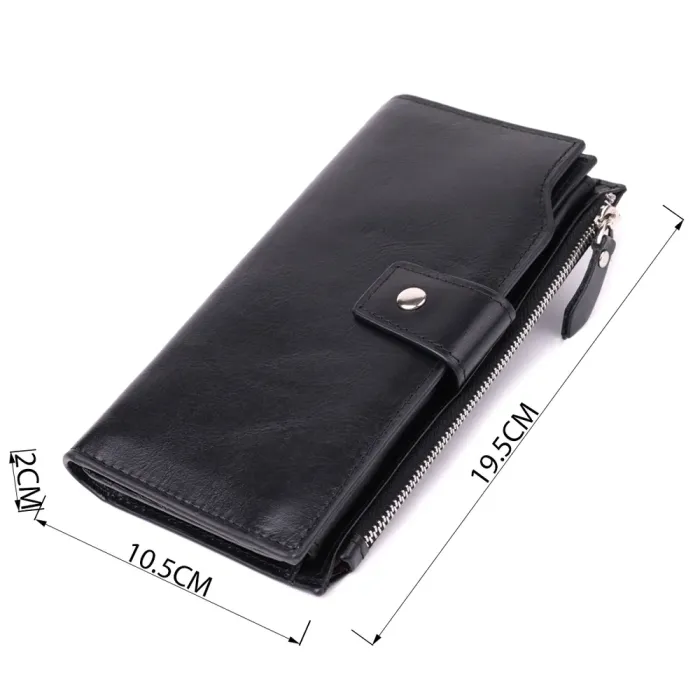 Вертикальний стильний гаманець із гладкої натуральної шкіри Vintage 22885 Чорний