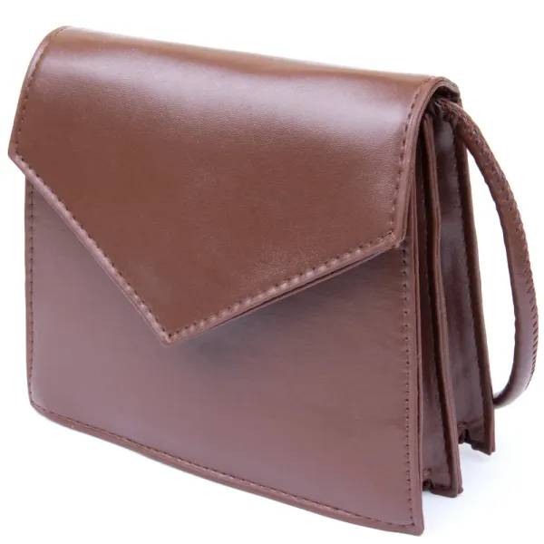 Горизонтальна сумка з лініями зі шкірозамінника Vintage 14933 Коричнева