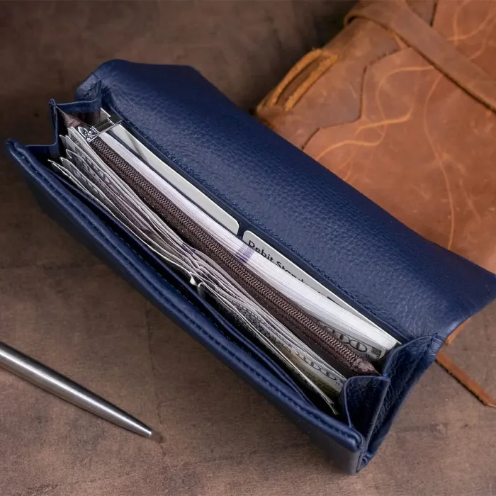 Клатч конверт с карманом для мобильного кожаный женский ST Leather 19272 Синий