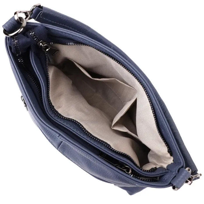 Практична жіноча сумка на два відділення з натуральної шкіри Vintage 23016 Синій