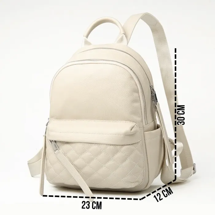 Жіночий наплічник для прогулянок 30х23х12, шкіряний рюкзак, білий