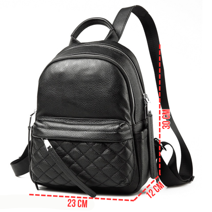 Жіночий шкіряний рюкзак міський 30х23х12, наплічник з натуральної шкіри, чорний