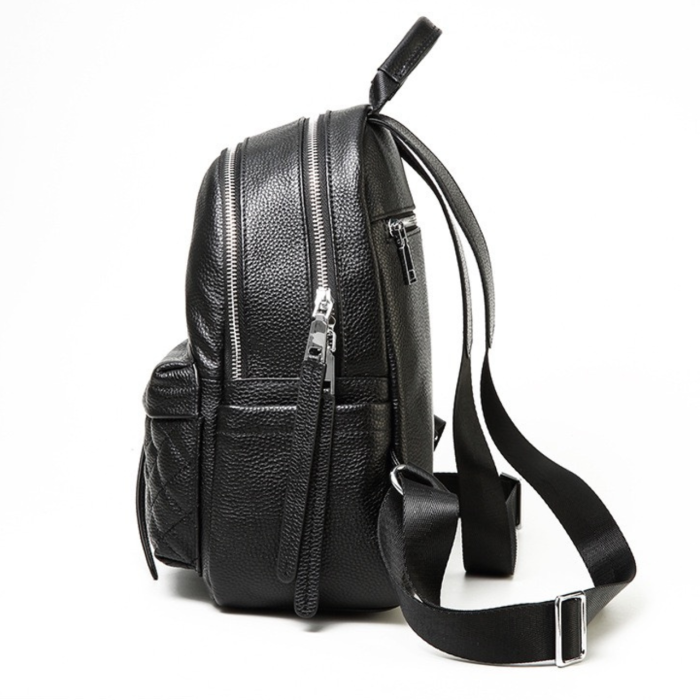 Жіночий шкіряний рюкзак міський 30х23х12, наплічник з натуральної шкіри, чорний