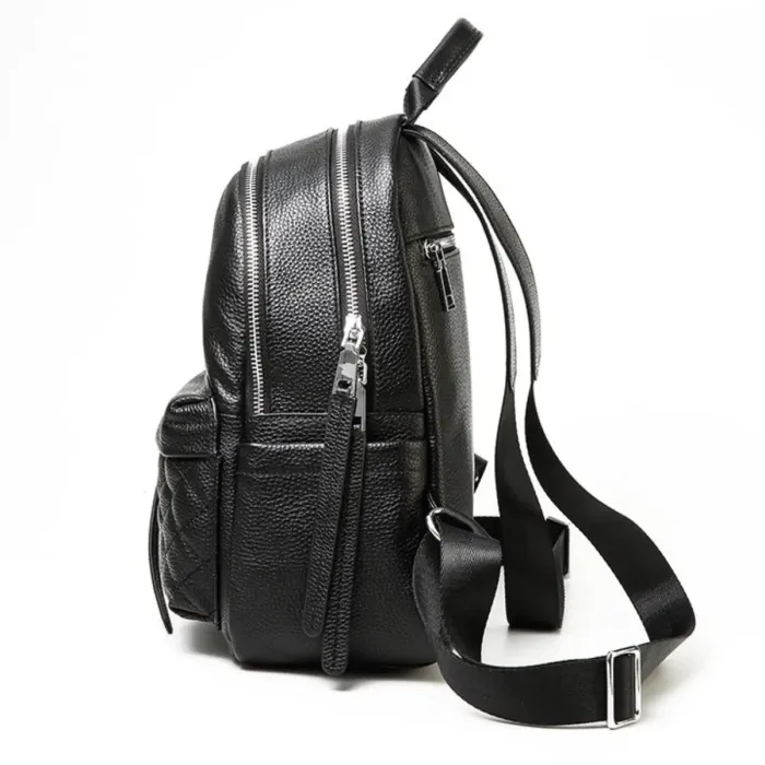 Жіночий шкіряний рюкзак міський 30х23х12, наплічник з натуральної шкіри, чорний