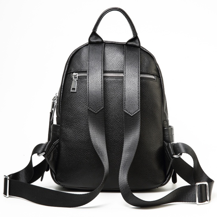 Жіночий шкіряний рюкзак міський 30х23х12, наплічник з натуральної шкіри, чорний