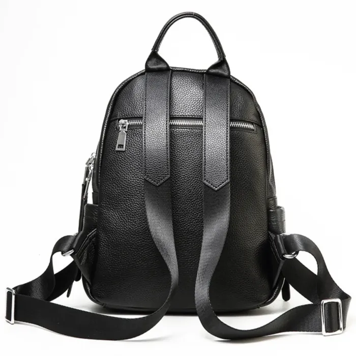Жіночий шкіряний рюкзак міський 30х23х12, наплічник з натуральної шкіри, чорний
