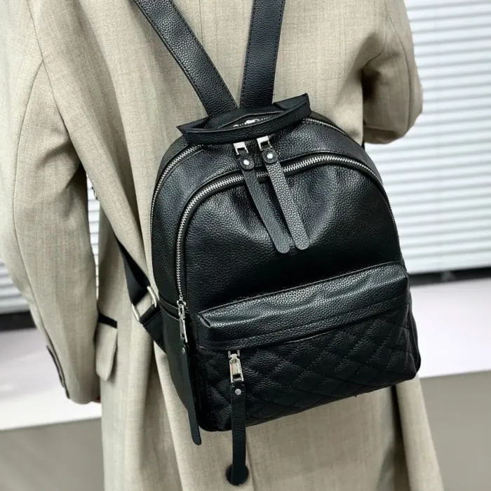 Жіночий шкіряний рюкзак міський 30х23х12, наплічник з натуральної шкіри, чорний