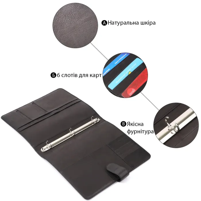 Діловий органайзер із зернистої натуральної шкіри Tony Perotti 20840_1 (2283 nero) Чорний