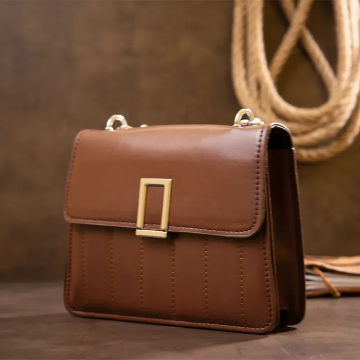 Горизонтальна сумка зі шкірозамінника Vintage 14907 Коричнева