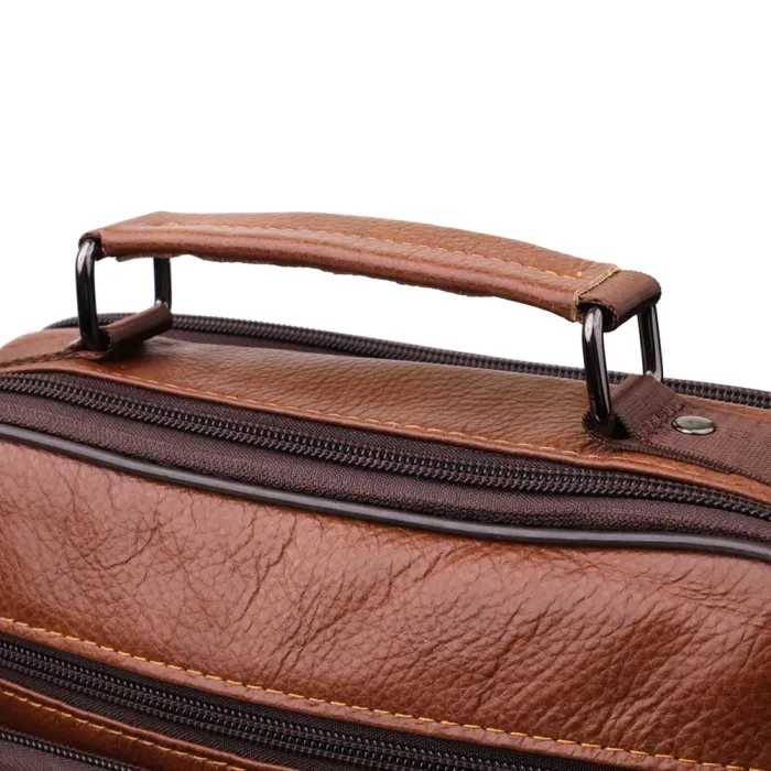 Зручна чоловіча сумка з ручкою для перенесення в руці з натуральної шкіри Vintage 23025 Світло-коричневий