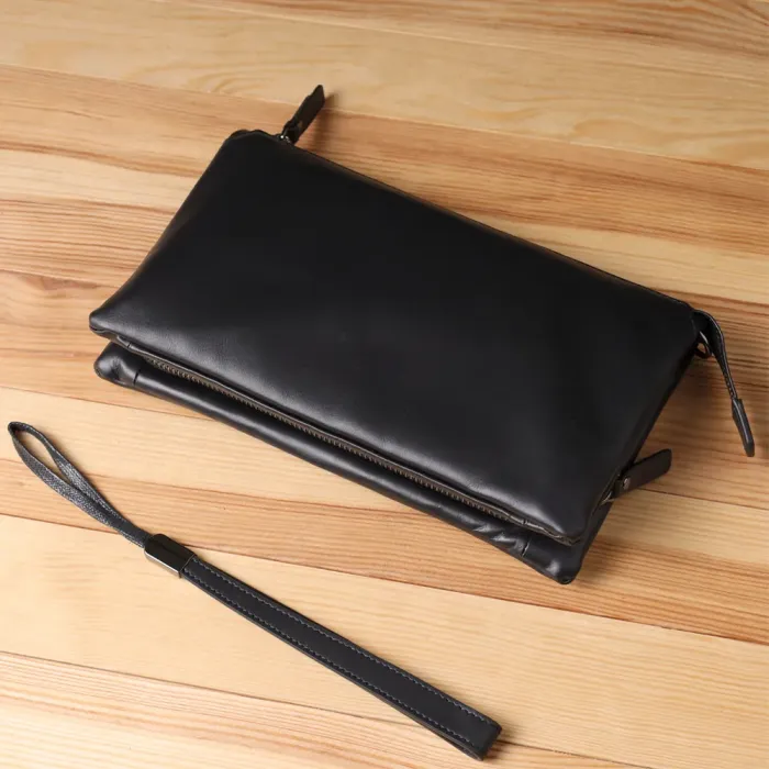 Стильний чоловічий клатч із натуральної шкіри Vintage 23035 Чорний