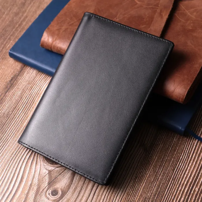 Чоловічий портмоне без застібки з натуральної шкіри Vintage 15036 Чорний